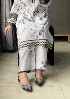 Urban Cut Cotton Embroidred Suit White Women 2pcs