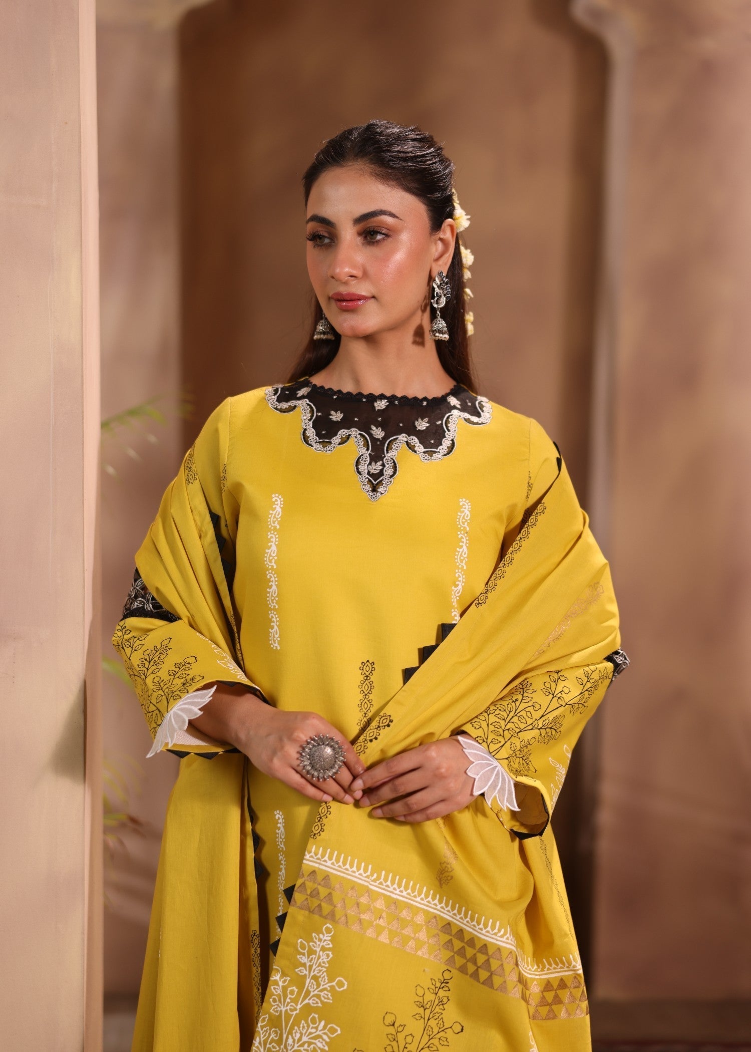 Ruby Suleiman Ratnaraj Yellow Women 3pcs