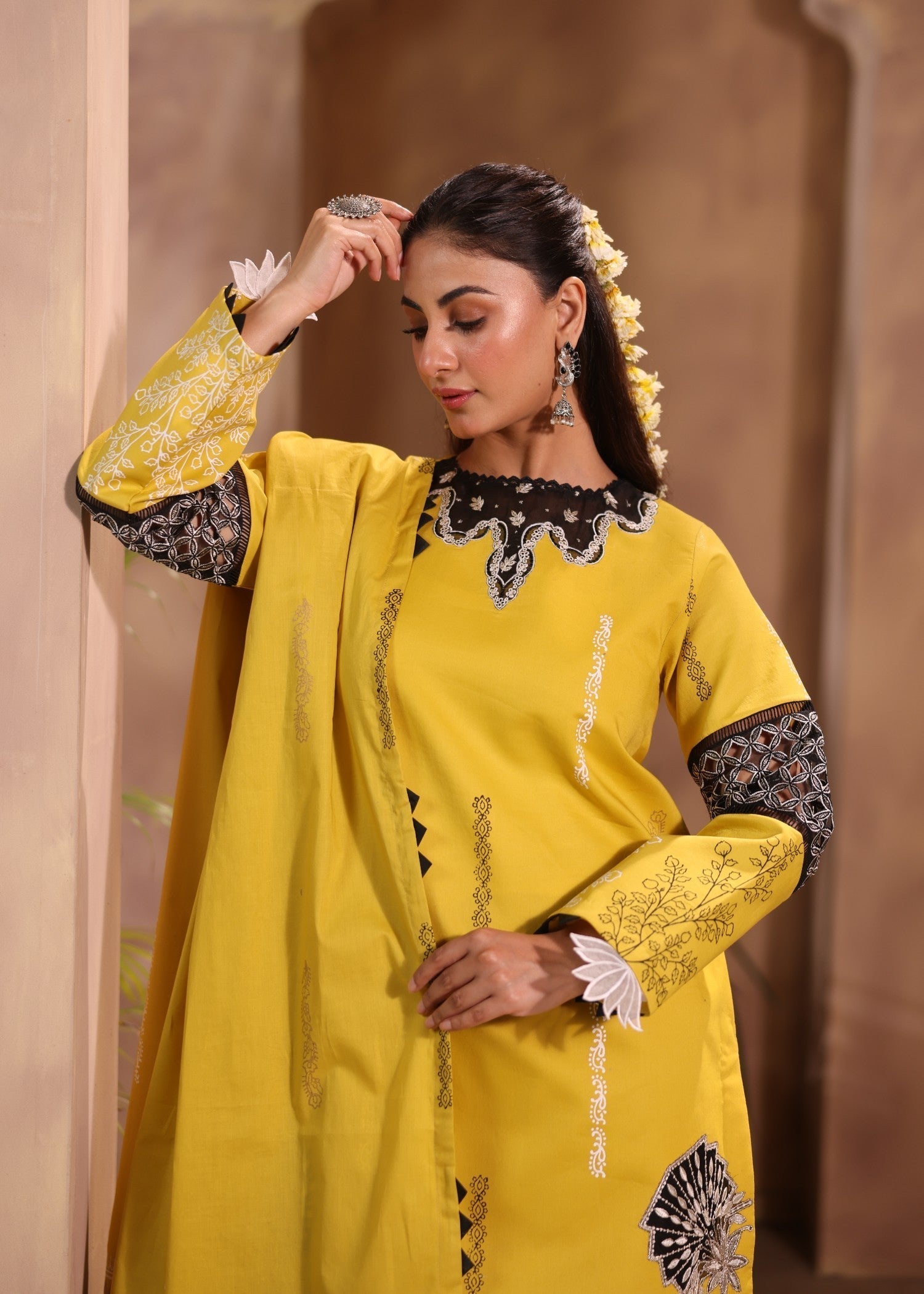 Ruby Suleiman Ratnaraj Yellow Women 3pcs
