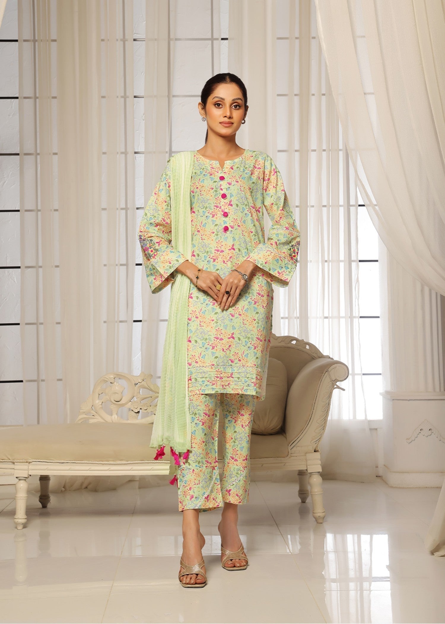 Kumash Textiles Pistachio Lawn Women Women 3pcs