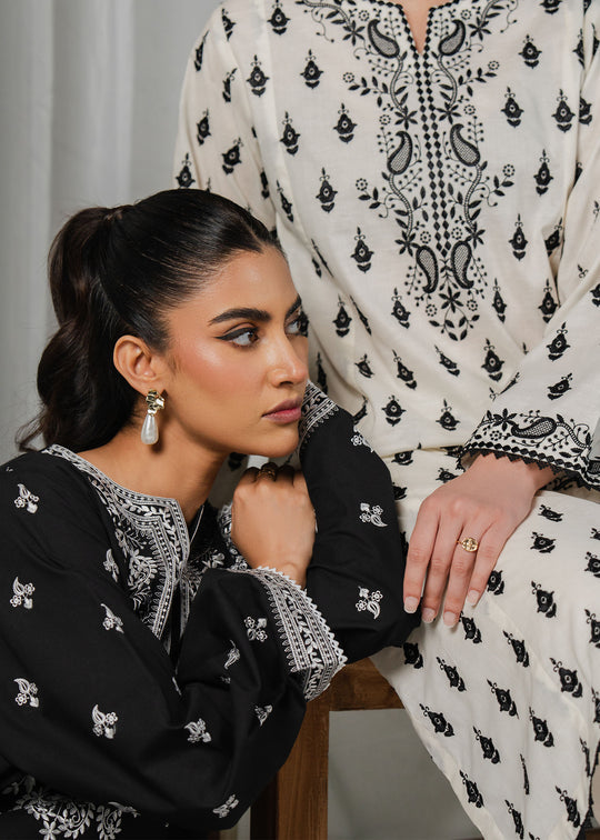The Turkish Wear OFF WHITE FULLY EMBROIREDED KURTA SET Women 2pcs