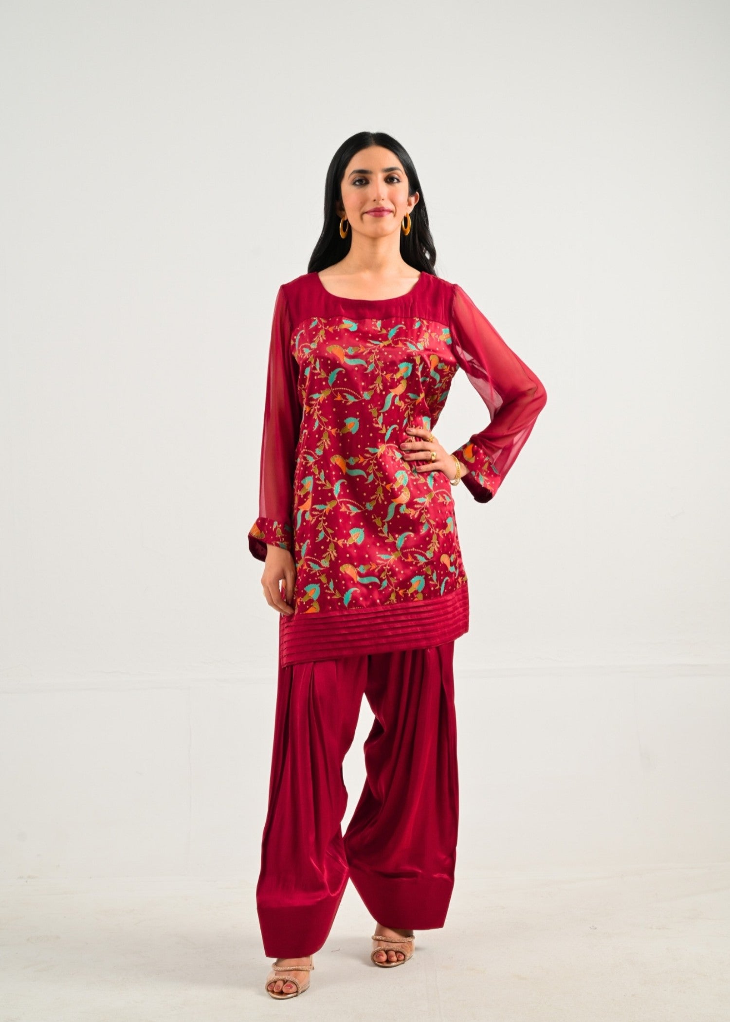 Ray Online Store Maroon Farshi Set Women 2pcs