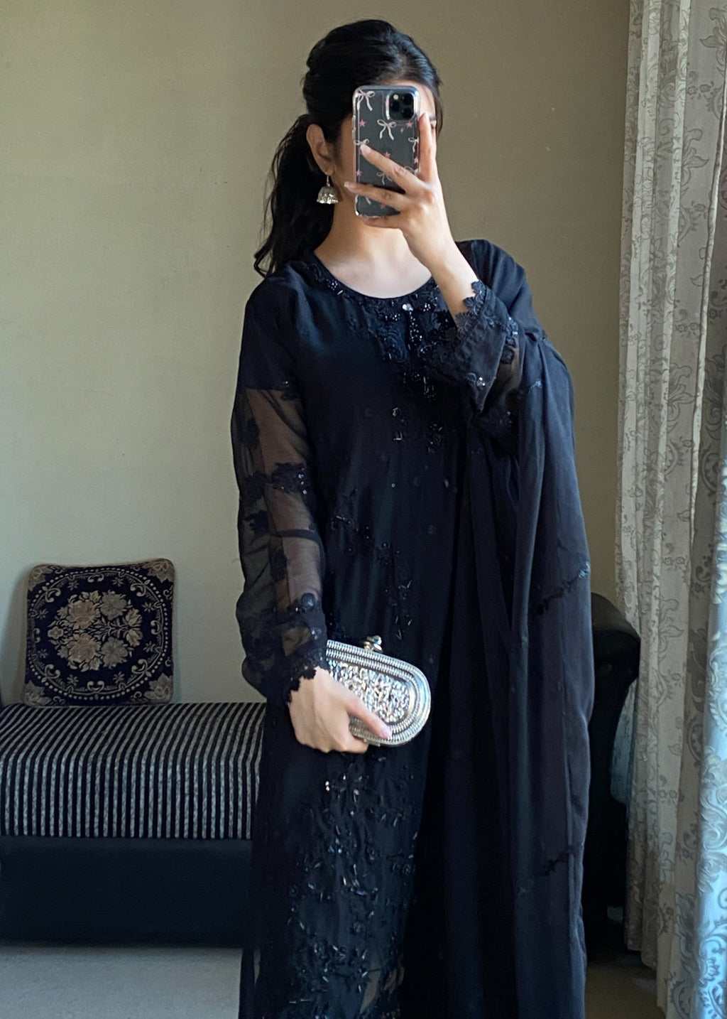 Four Season Boutique NIMRA CHIFFON BLACK Women 3pcs