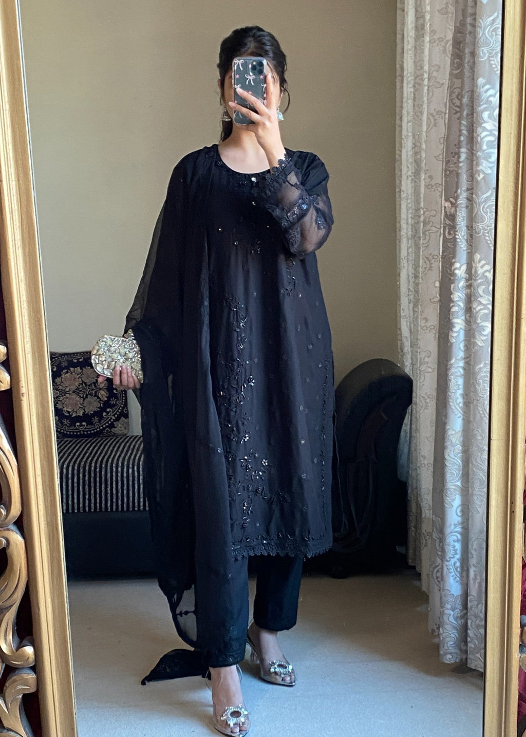 Four Season Boutique NIMRA CHIFFON BLACK Women 3pcs