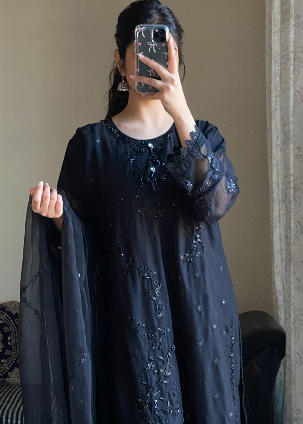 Four Season Boutique NIMRA CHIFFON BLACK Women 3pcs