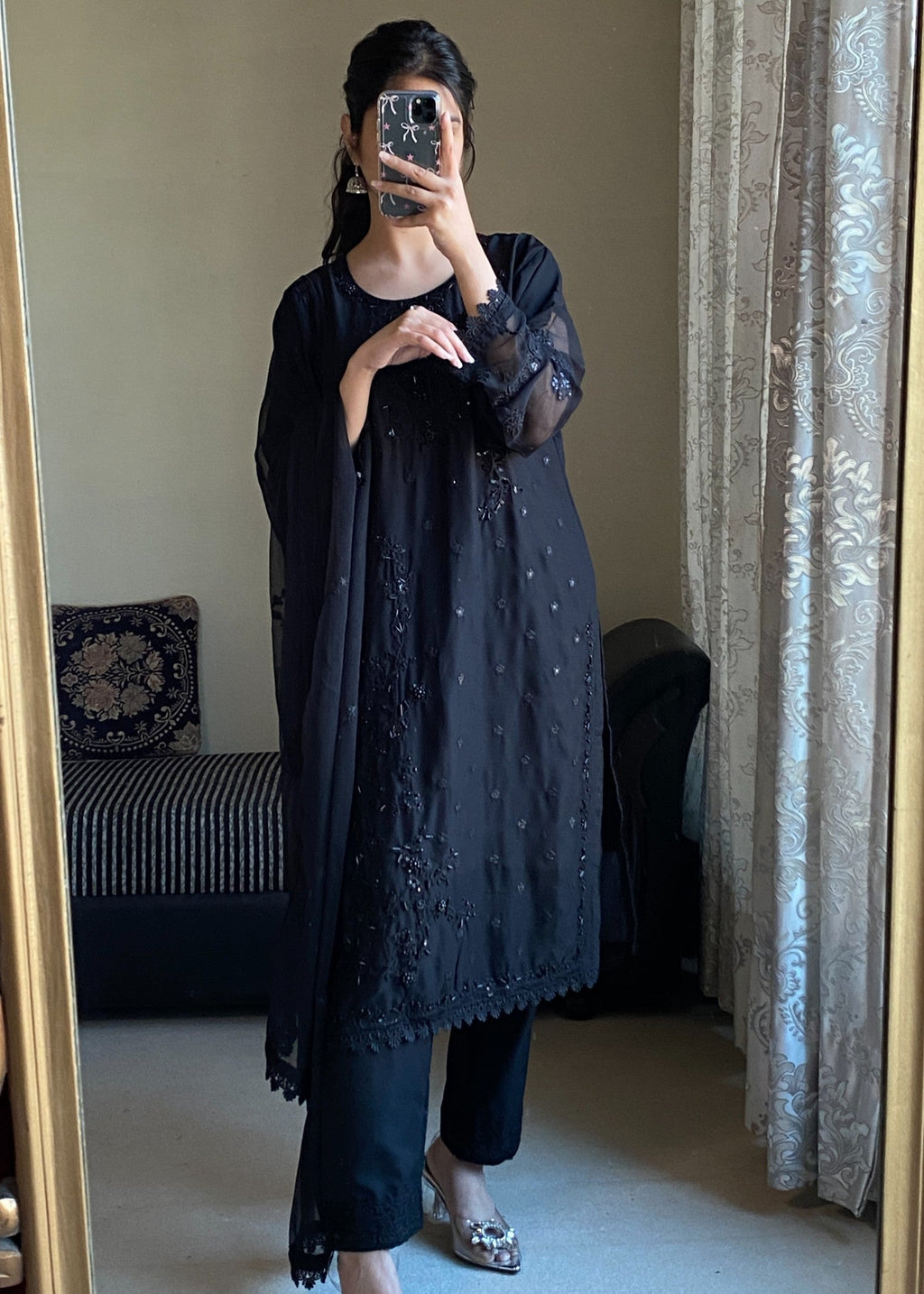 Four Season Boutique NIMRA CHIFFON BLACK Women 3pcs