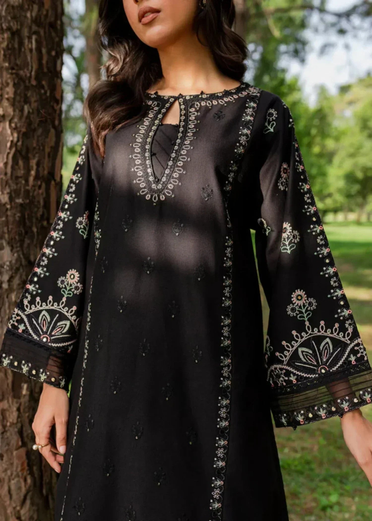 The Turkish Wear BLACK ROSE KURTA SET Women 2pcs