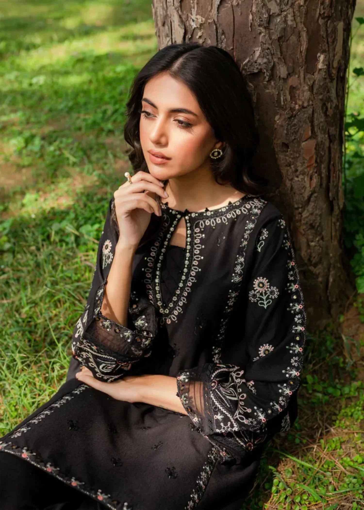 The Turkish Wear BLACK ROSE KURTA SET Women 2pcs