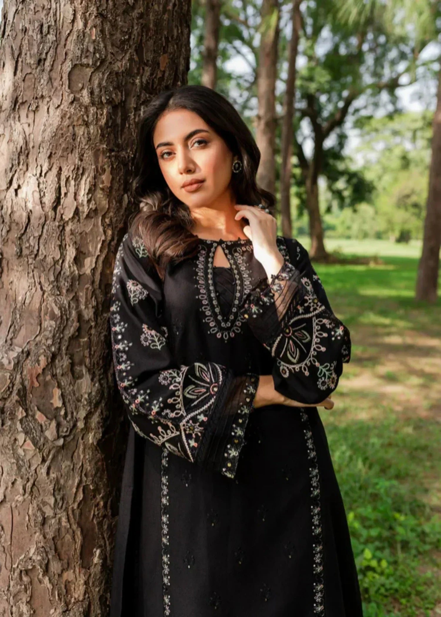 The Turkish Wear BLACK ROSE KURTA SET Women 2pcs