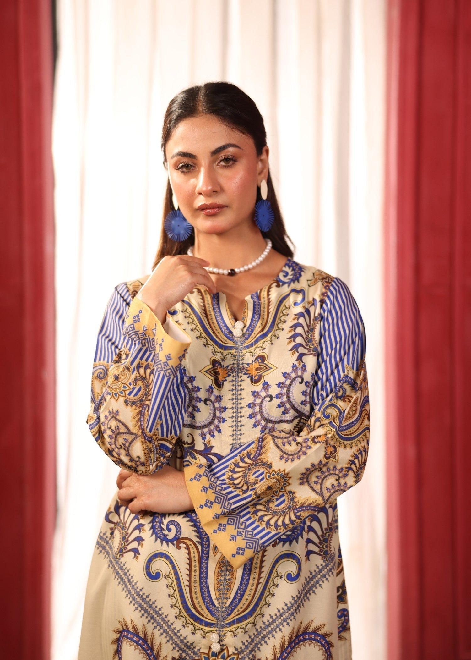 Ruby Suleiman Sway Beige and Linear Blue Women 2pcs