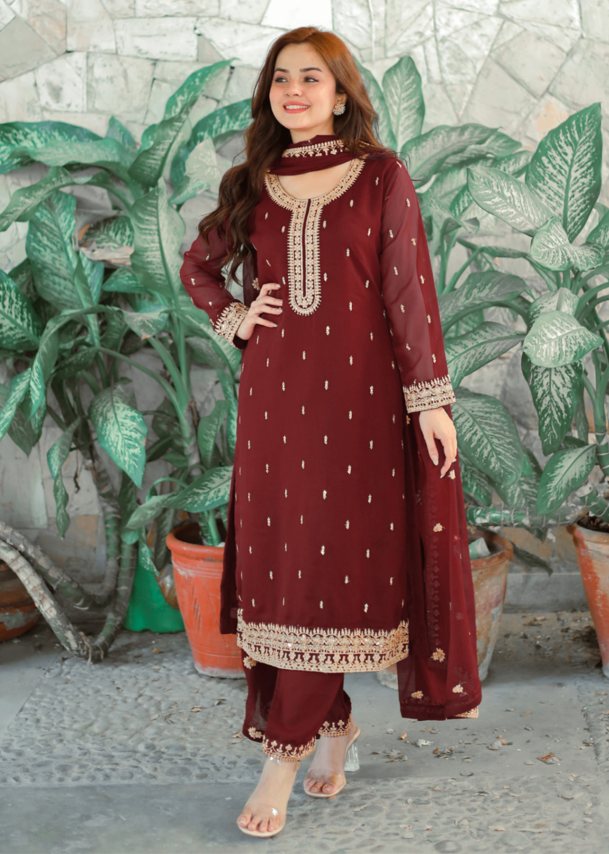 Abaan Zohan Ada Maroon Women 3pcs
