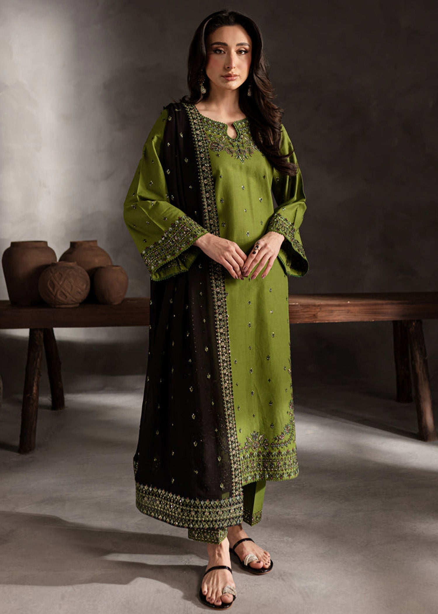 Chaudhary Arts Ezzah Lawn Embroidered dress Women 3pcs