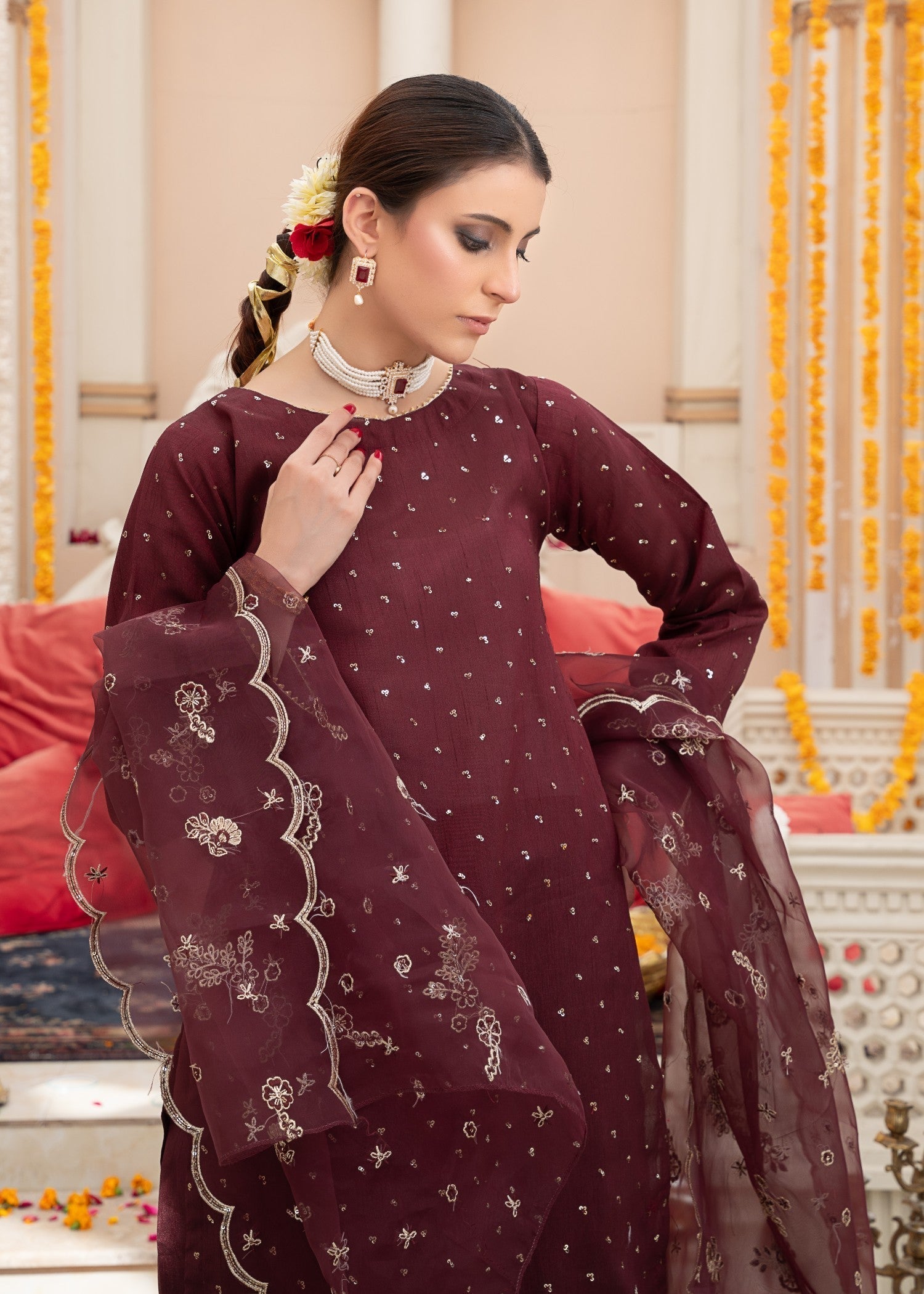 Rangoon Clothing Bazm Maroon Women 3pcs