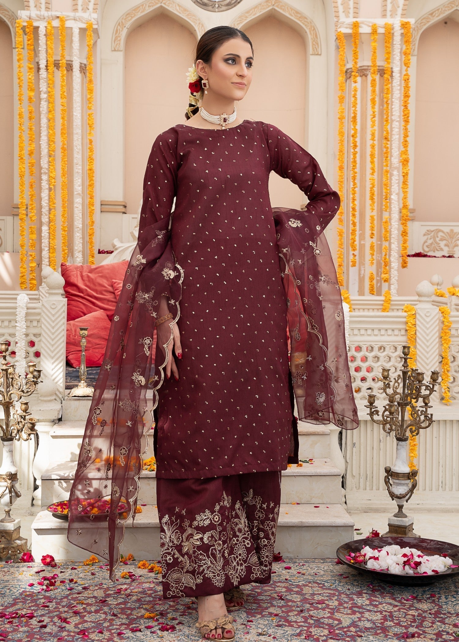 Rangoon Clothing Bazm Maroon Women 3pcs