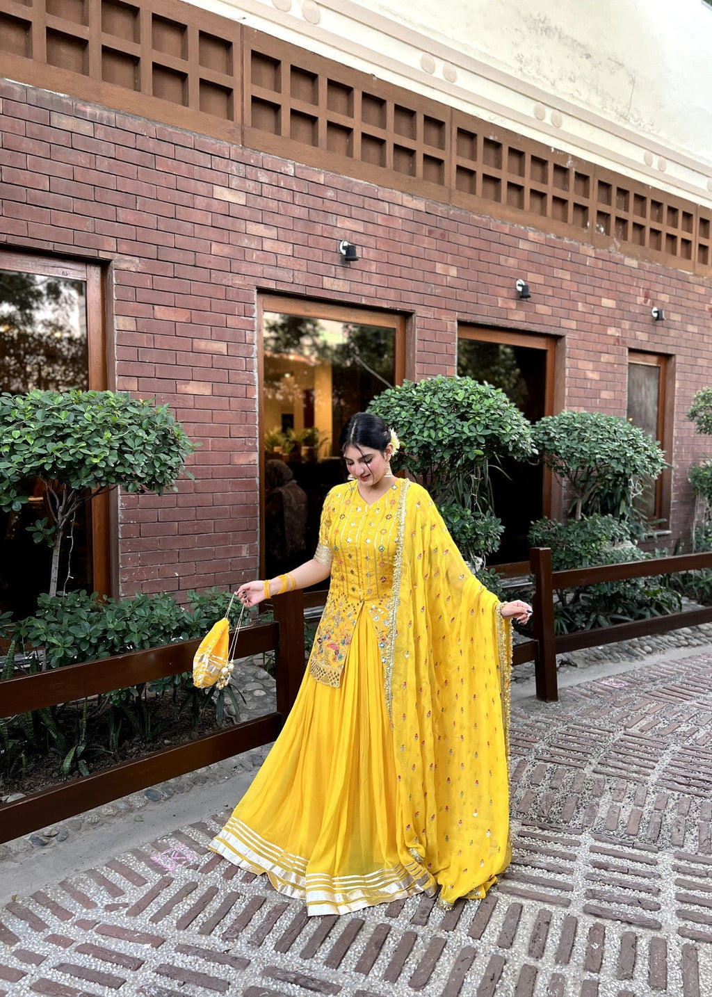 Sanskari.Pk Apsara Yellow Lehnga Women 4pcs