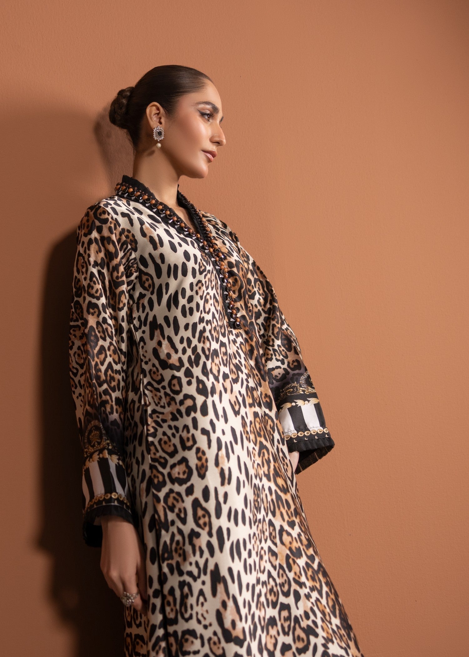 Alyssa LEOPARD PRINT SILK ALN22 Women 2pcs