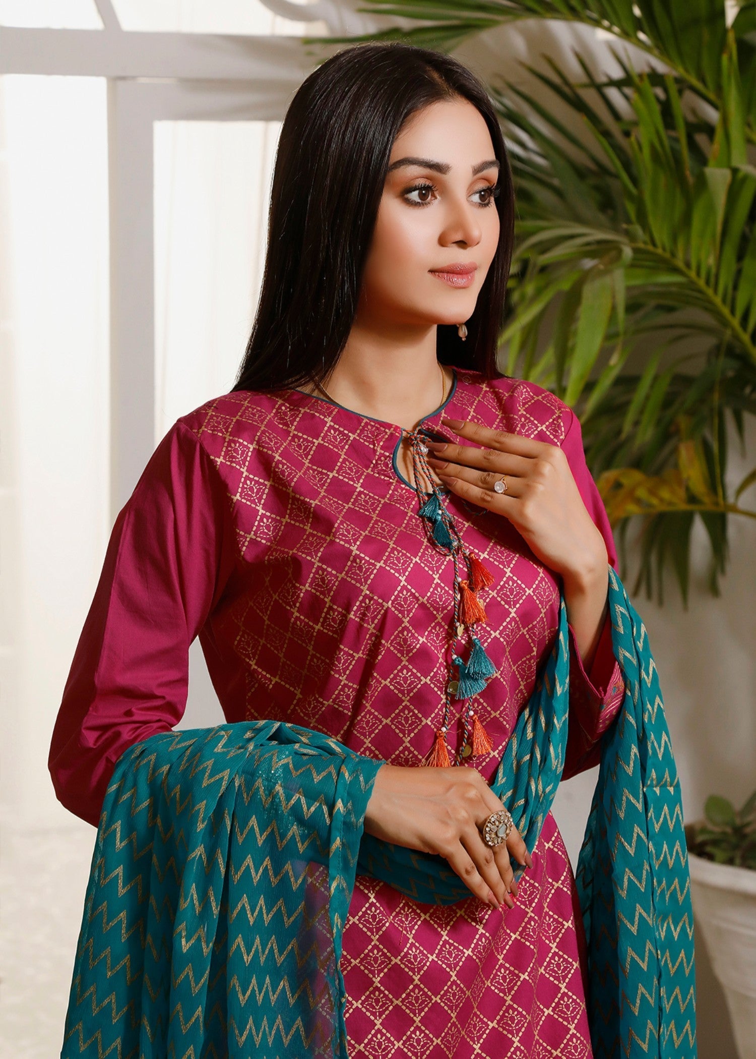Kumash Textiles Shocking Pink Stitched women Women 3pcs