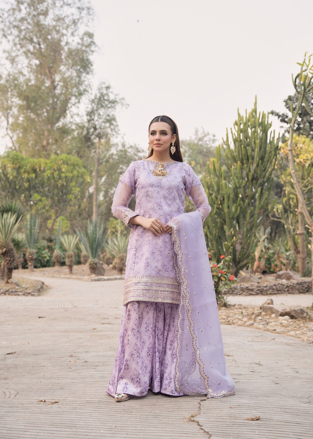 Maira Fashion Lilac Silk Plazo Set 75 Women 3pcs