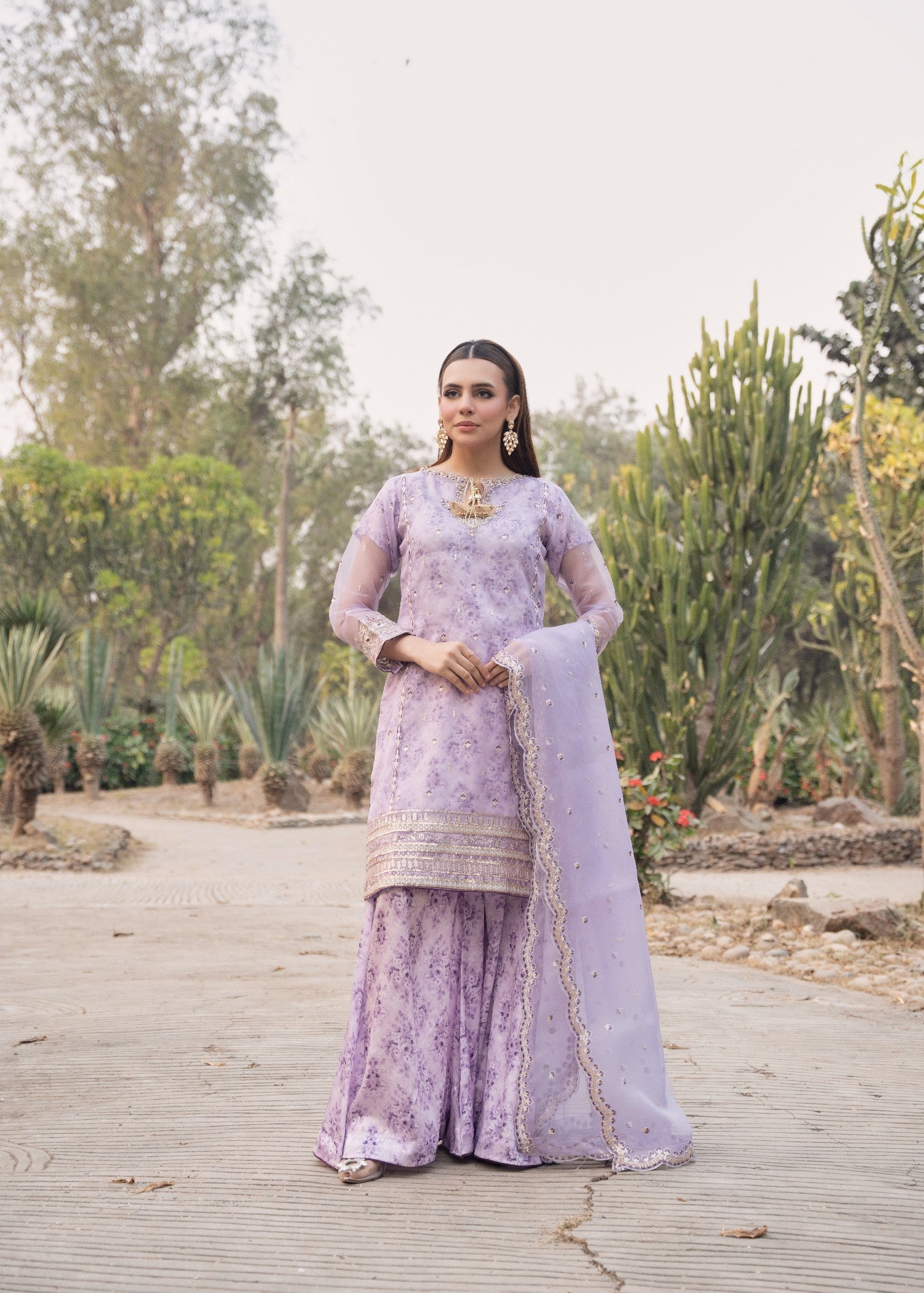 Maira Fashion Lilac Silk Plazo Set 75 Women 3pcs