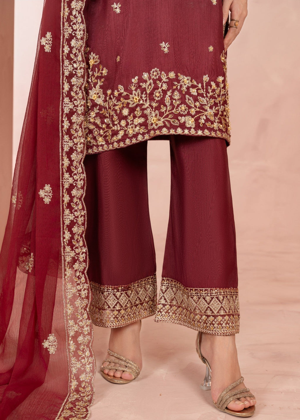 Four Season Boutique JASHAN RAOSILK MAROON Women 3pcs