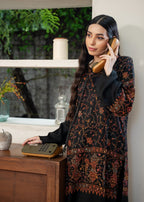 Naaz Couture Pashmina Wool Embroidered Coord Set Black Women 2pcs