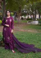 Suits By Sadia PURPLE SILK Women 3pcs