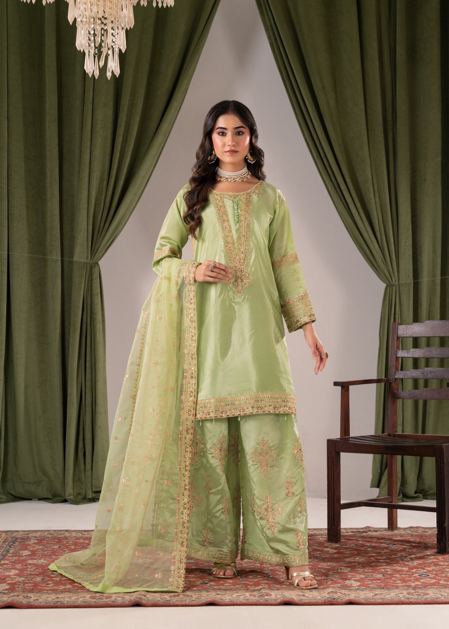 Pehnawa Fashion Silk Plazo Kurta Women 3pcs
