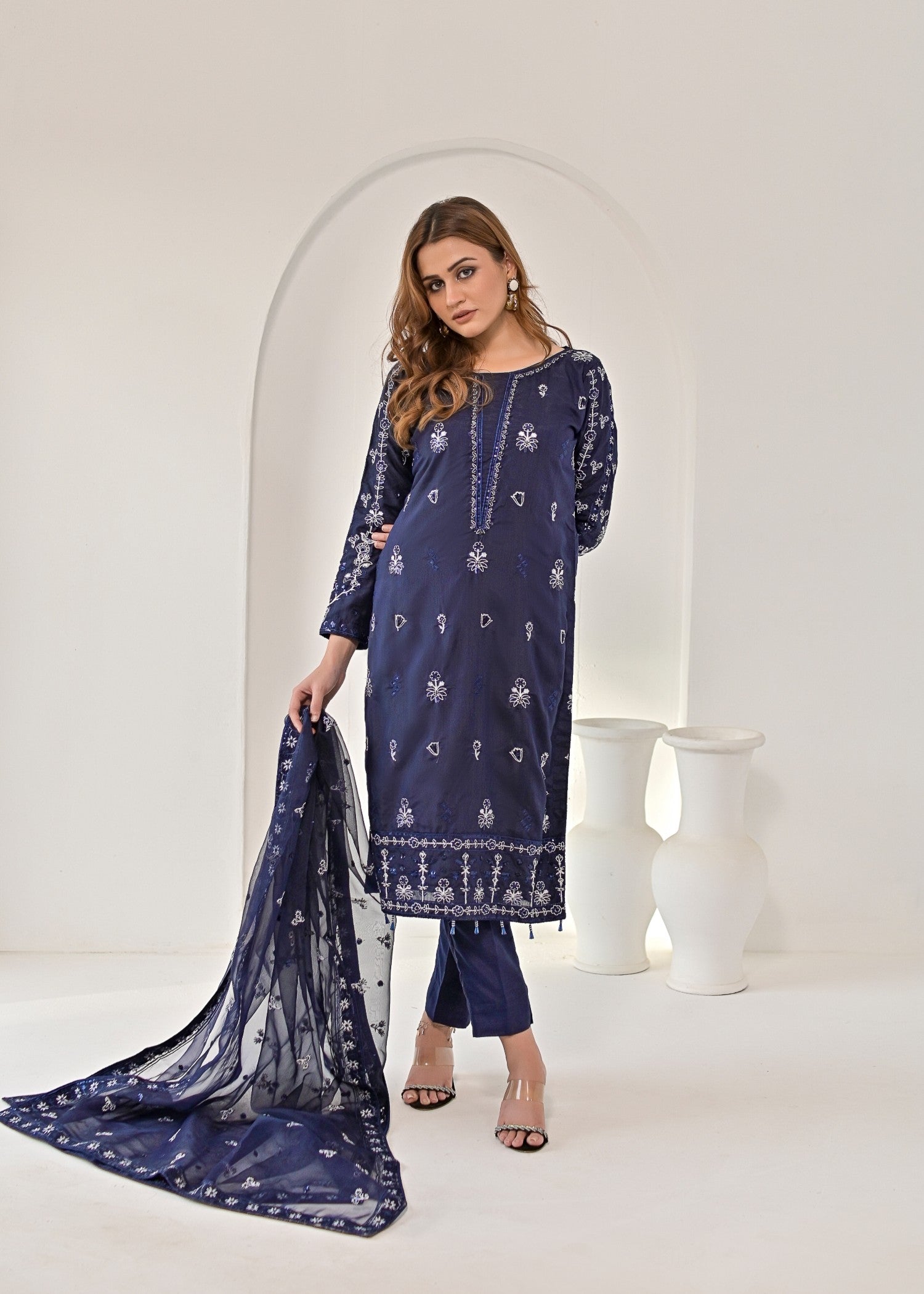 Qasim Anwer By Chandni Bridals LEILA (NAVY BLUE) Women 3pcs