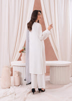 Laal Kurti White Solid Dress With Dupatta Women 3pcs