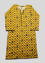 Salimas Stitched Lawn Suit – Yellow with Black Print Women 2pcs