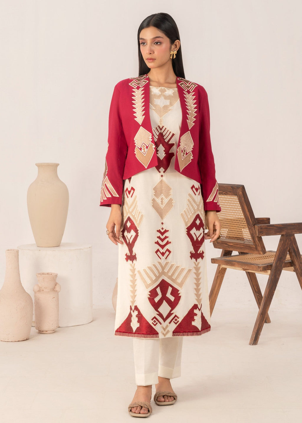 Sahibas By Mirza Nazm Red Women 2pcs