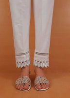 Zardi Lace Embellished Trouser Cotton White ZT501 Women 1pcs