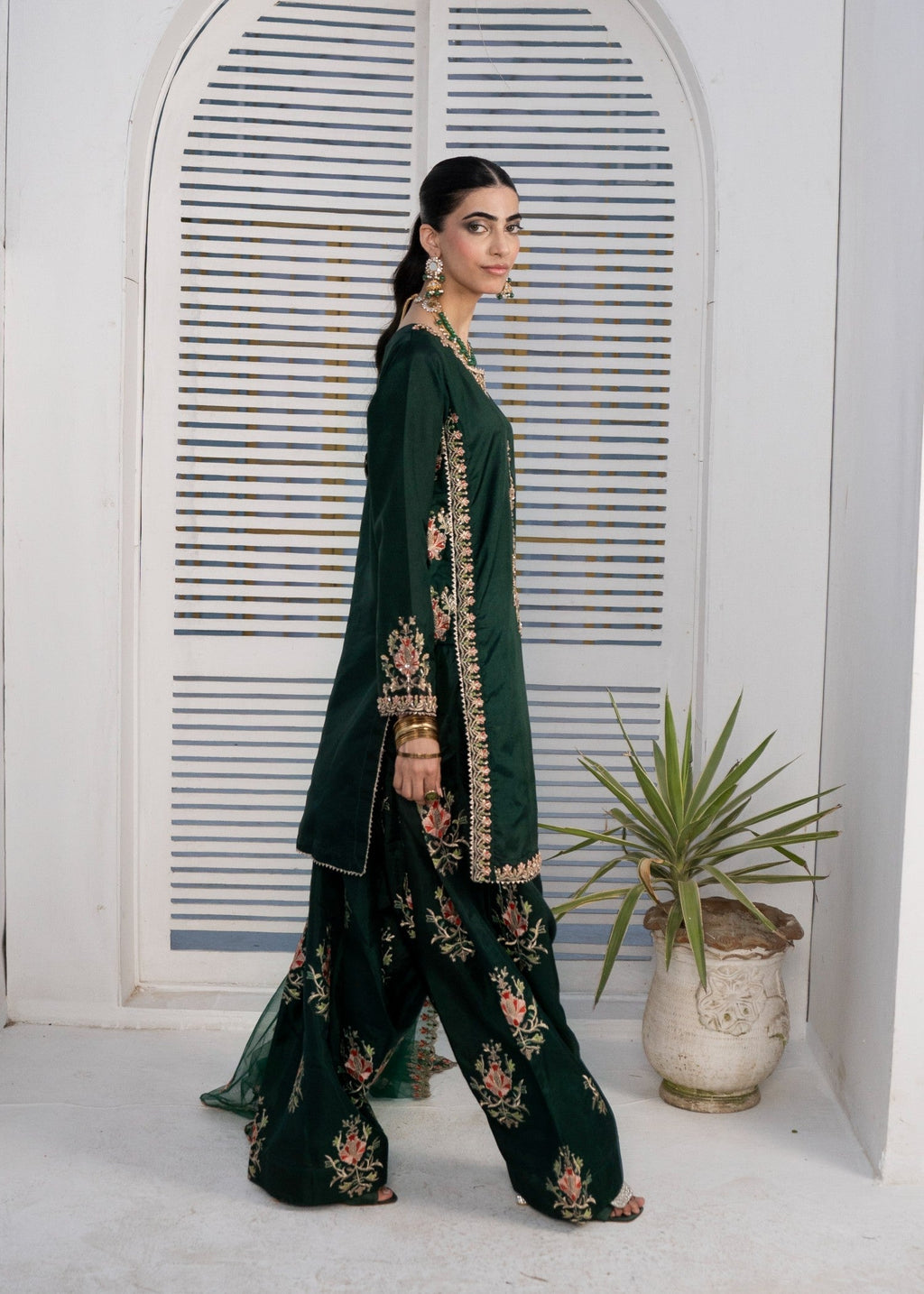 Pehnawa By Bin Akram’s Farshi Luxe Green | Silk Women 3pcs