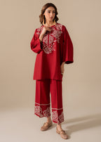 Kiara CRIMSON DUE Khaddar Embroidered Set Women 2pcs