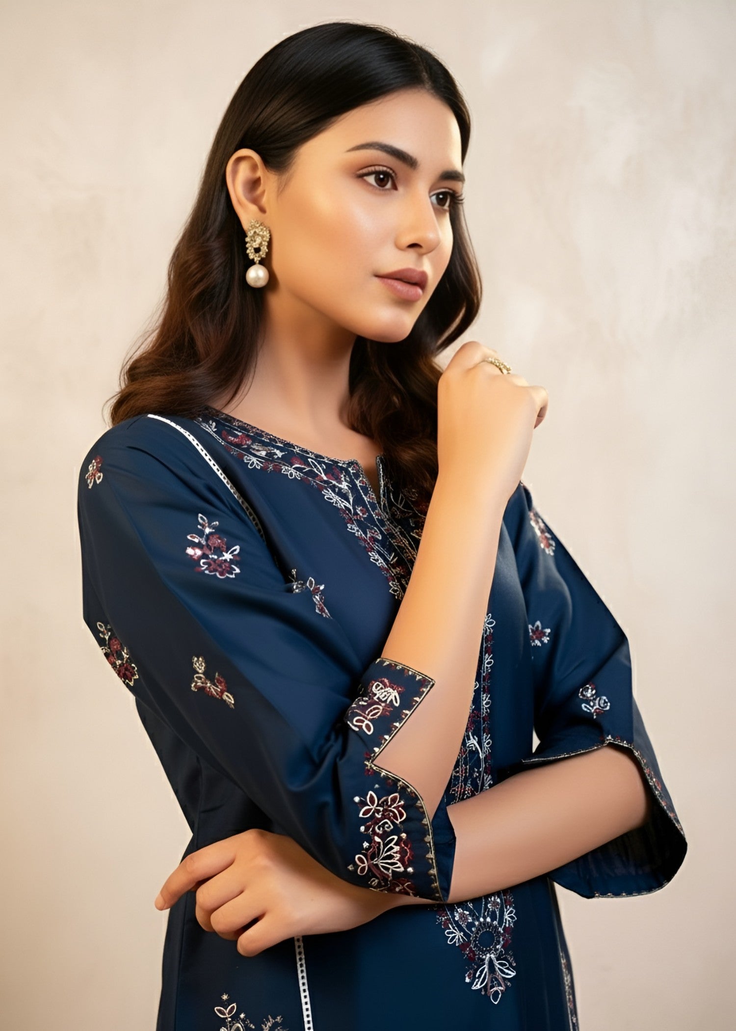 Fabric Garden Sapphire Navy EMB Women 2pcs