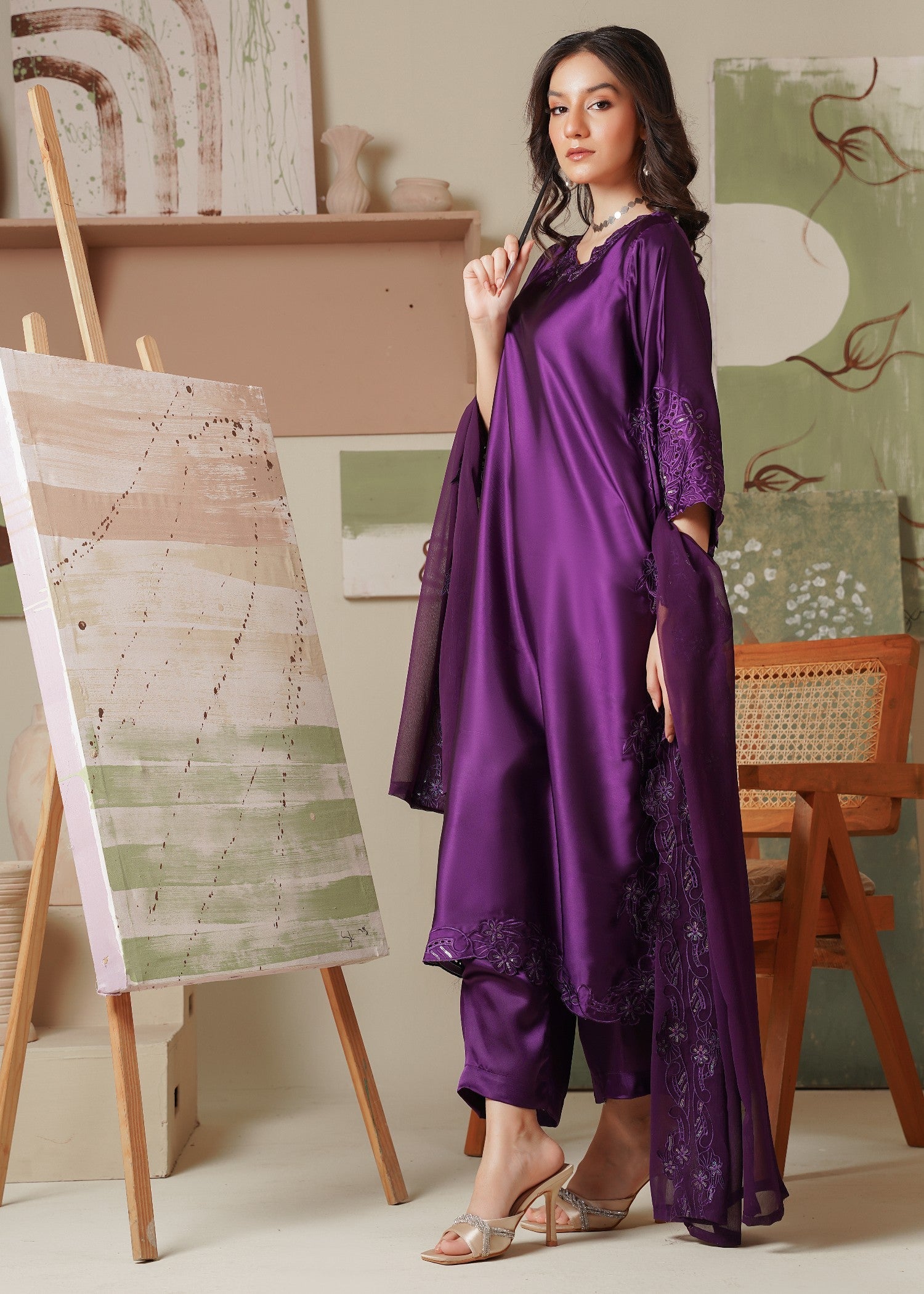Rangoon Clothing Plum Zar Silken Women 3pcs