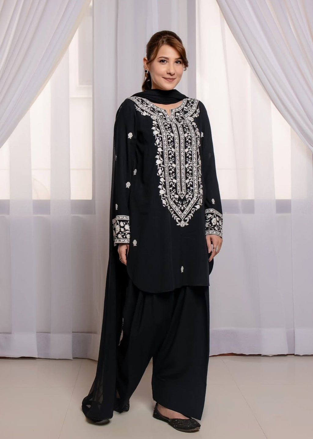 Tehzeeb Libas HINA BLACK Women 2pcs