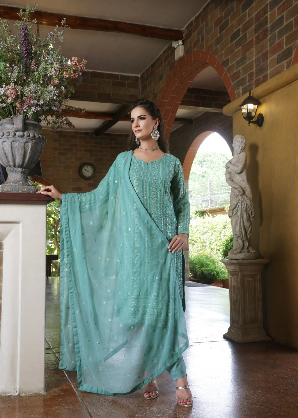 Abaan Zohan Chandni Light Cyan Women 3pcs