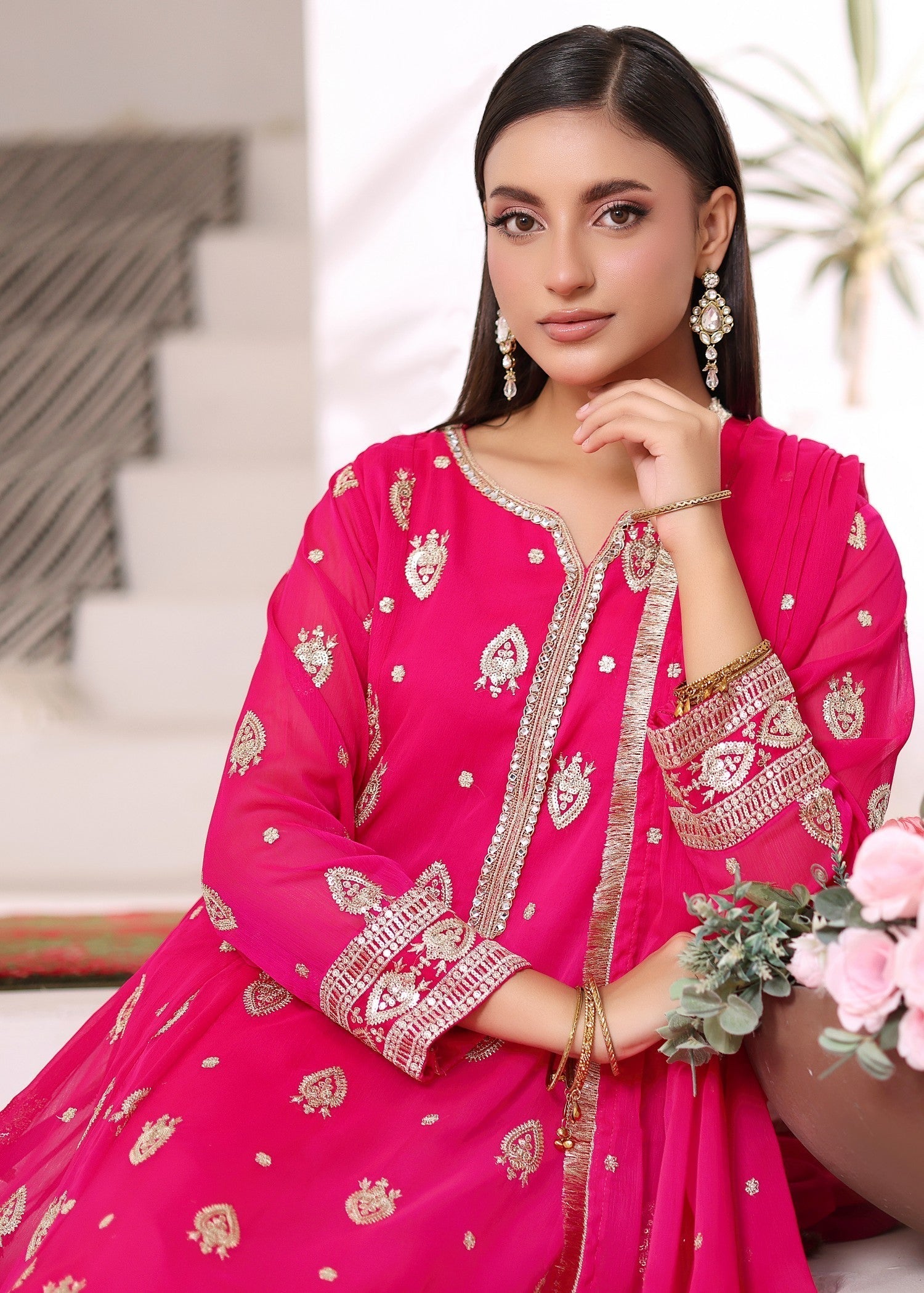 Abaan Zohan Raunak vivid pink Women 3pcs