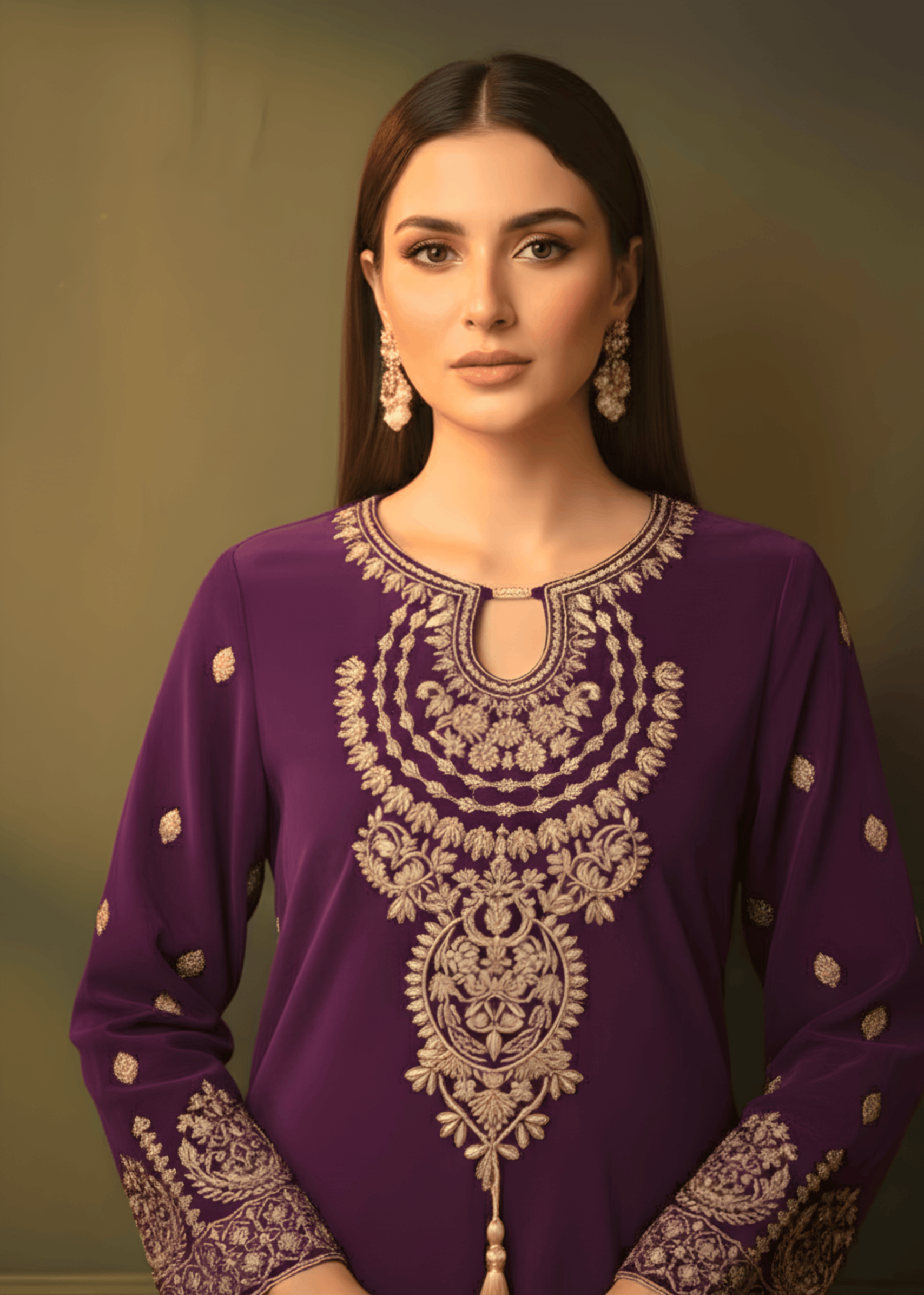 Sutar Purple Velvet Luxe Embroidered Set Women 2pcs
