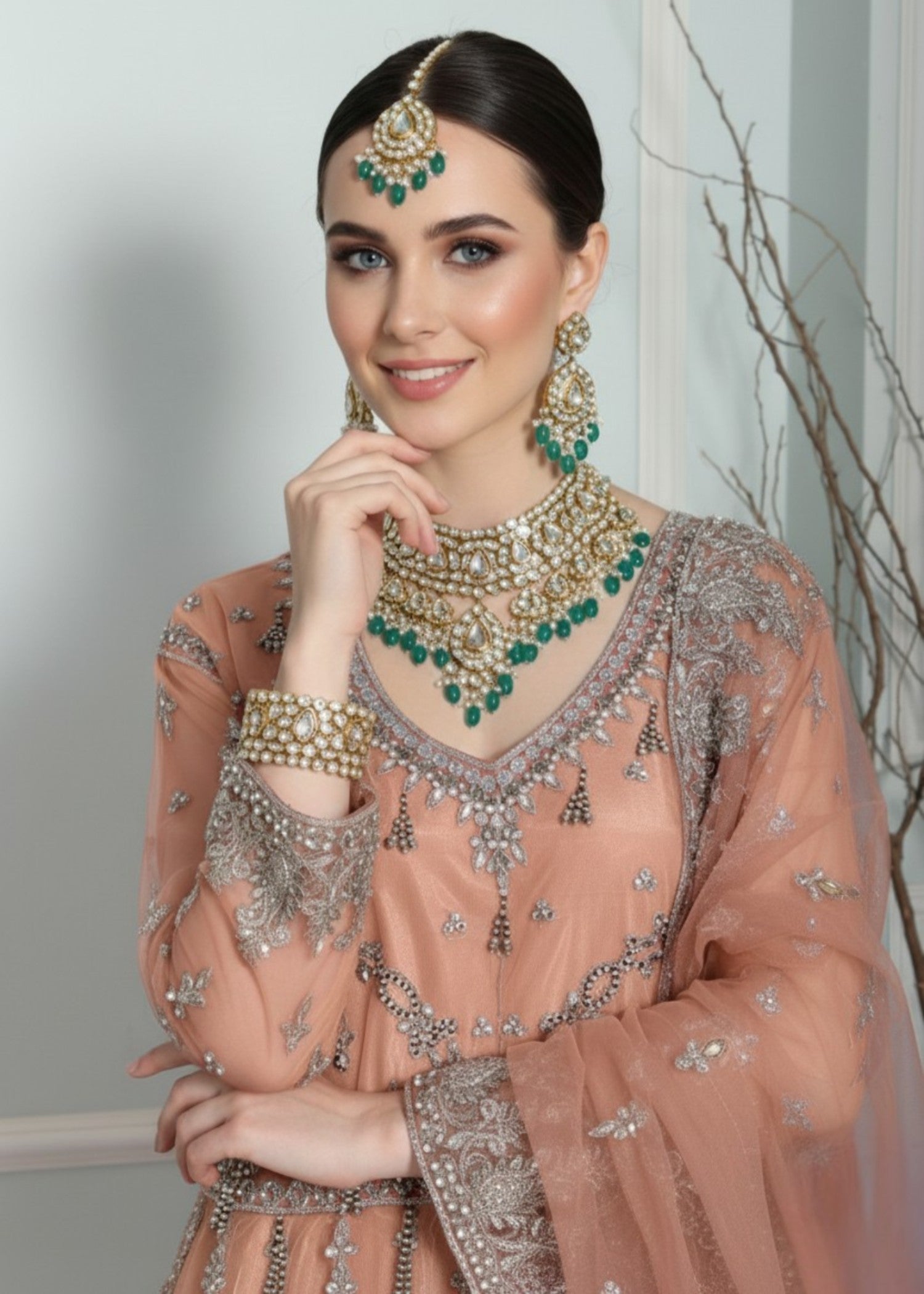 Insiya By Saira Jawad Bridal Maxi Peach 216 Women 2pcs