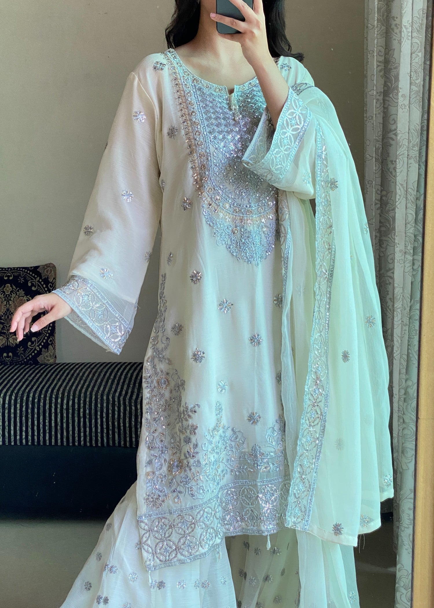 Four Season Boutique FARSHI GHARRARA CREAM Women 3pcs