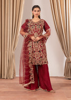 Four Season Boutique MALHAAR CRUSH MAROON Women 3pcs