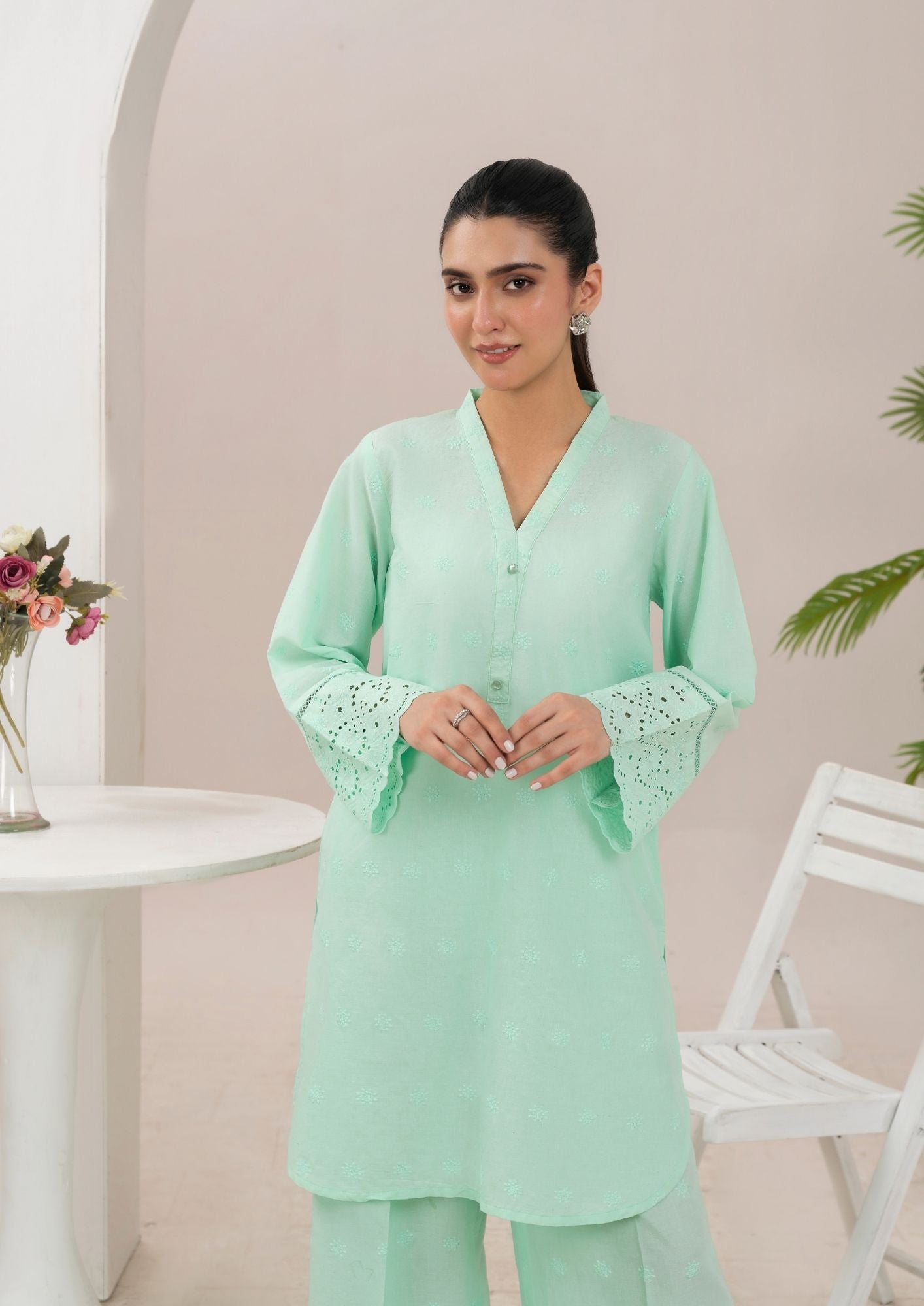 Yolo Pret Schiffli Embroidered Set Rozana S25 0020 Women 2pcs