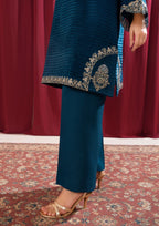 Yolo Pret Alpine Velvet Tilla Embroidered with Velvet Shawl Teal AFP A25 0001 Women 3pcs