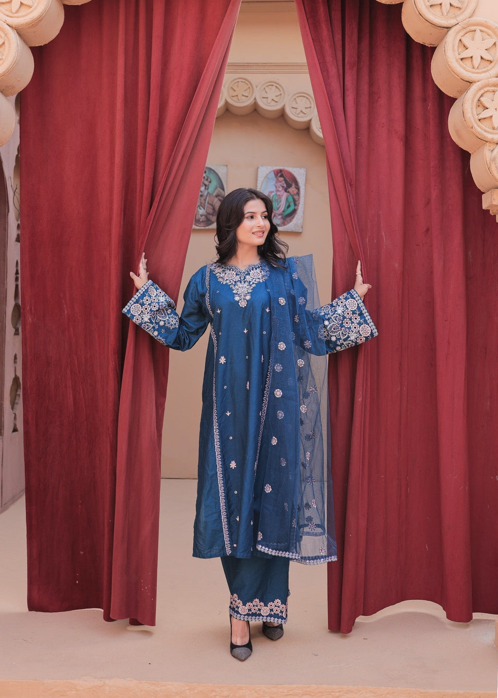 Shehroz Fashion BLUE ORCHID EMBROIDERY SUIT Women 3pcs