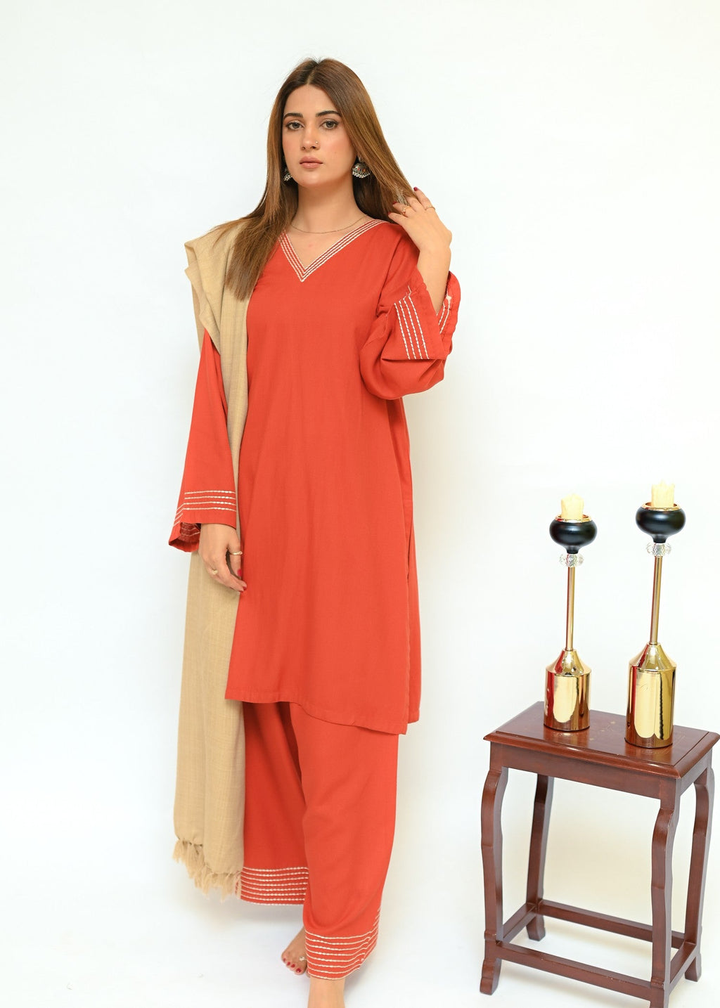 Zarar Ahmed Rust Karandi Women 3pcs