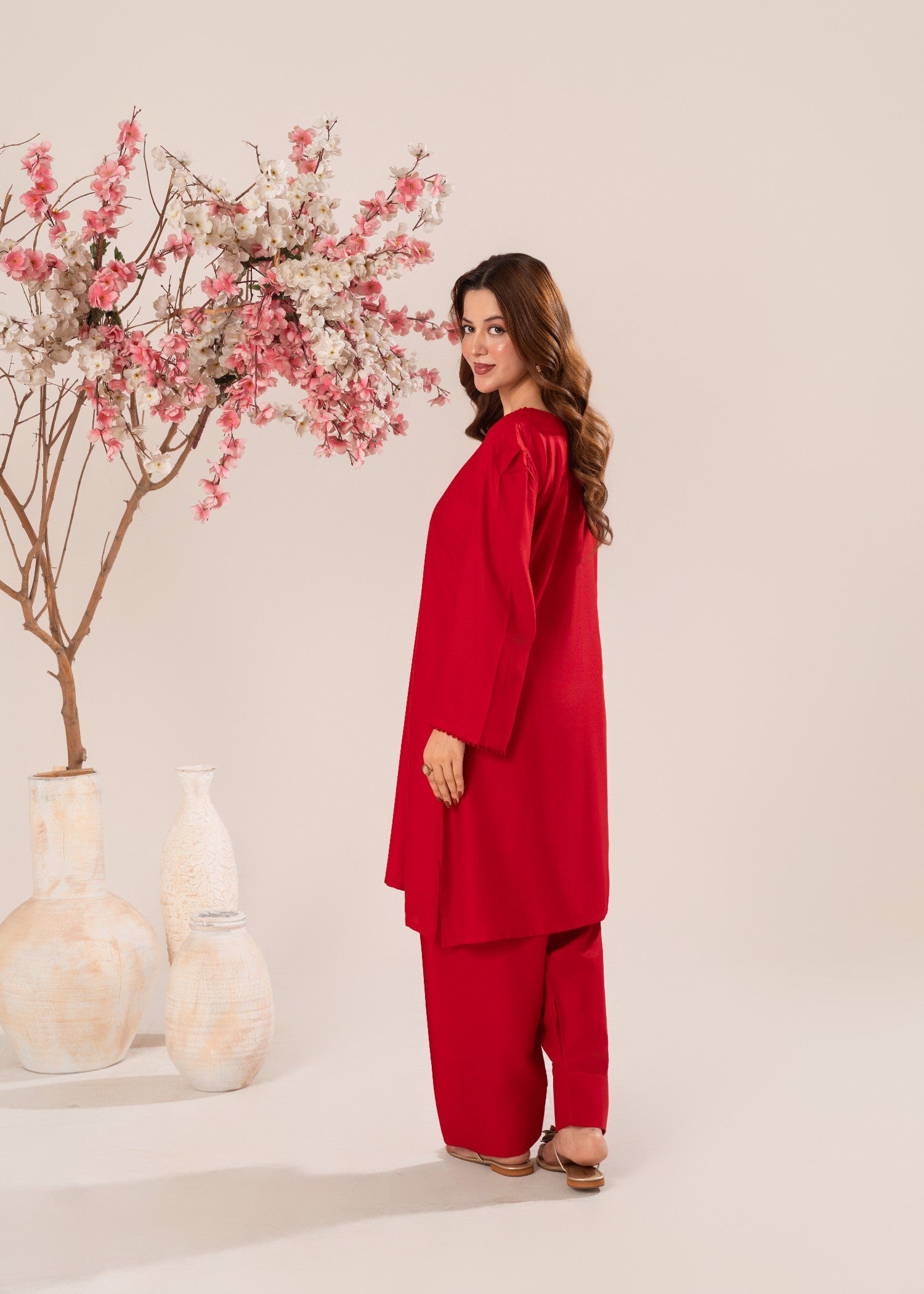 Stylish Collection PEPLUM RED Women 2pcs