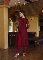 Abaan Zohan Chandni Maroon Women 3pcs