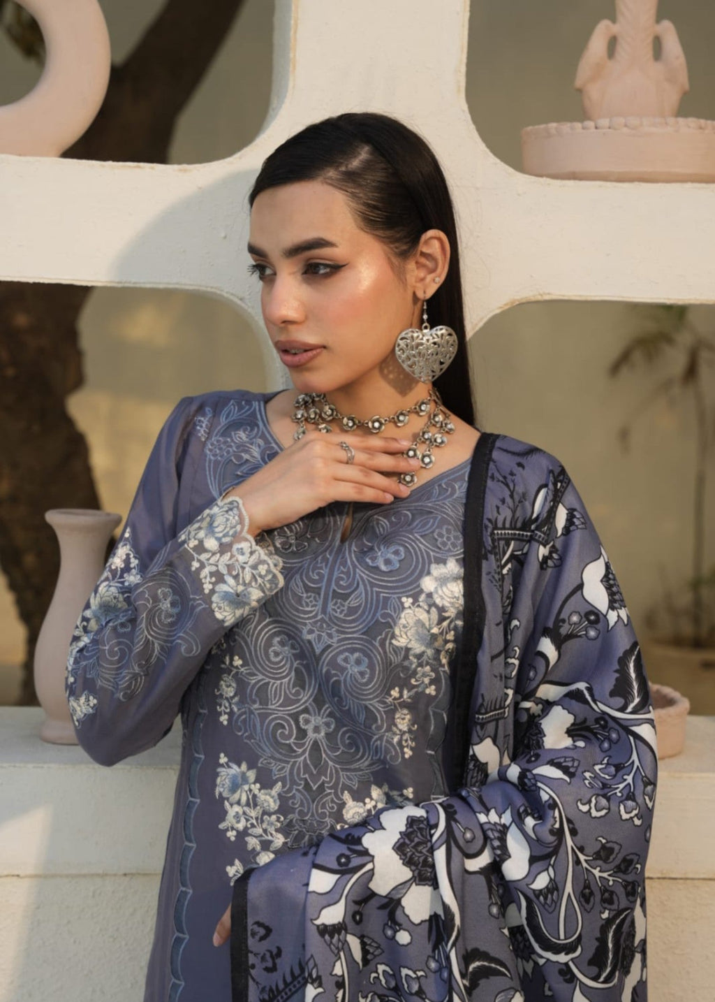 Designer Rack linen embraided gray Women 3pcs